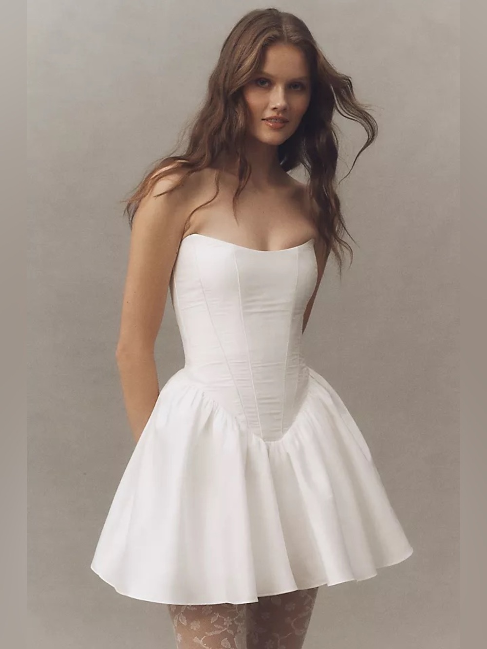 Anthropologie BHDLN Corset Fit & Flare White Dress S